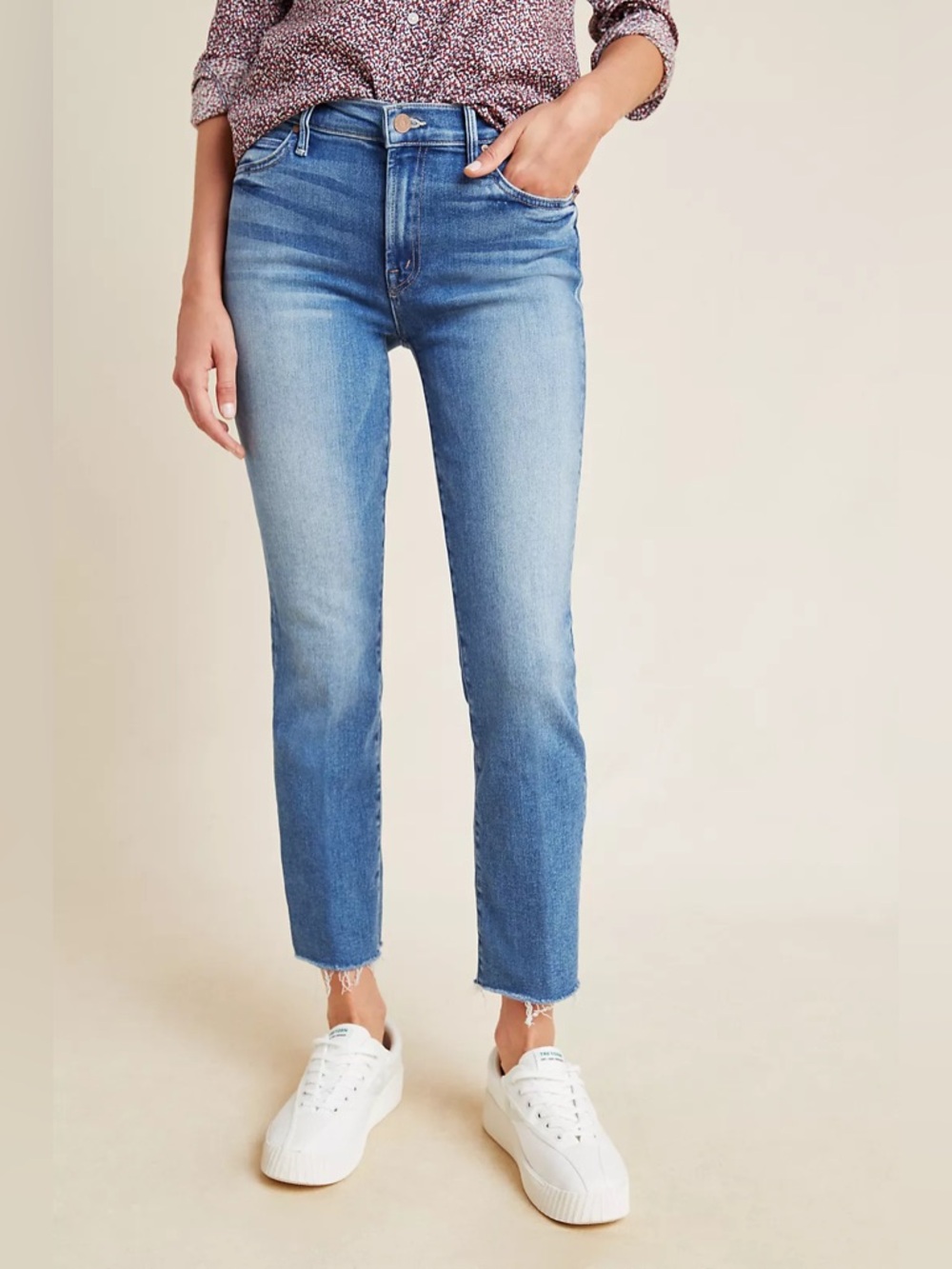 MOTHER The Rascal Ankle Fray in Light Kitty Jeans
